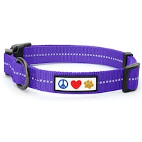 Collar Para Perro Pawtitas Reciclado Con Costuras Reflectantes Moradas M - Venta Internacional.