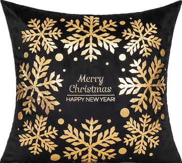 Foto 5 | Foto 5 | Fundas De Cojín All Smiles Color Negro Navideño Y Dorado 45 X 45 Cm - Venta Internacional.