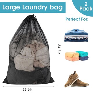Foto 4 | Foto 4 | Paquete De 2 Bolsas De Malla Para Ropa Sucia Peasug 58 X 86 Cm Muy Resistentes Negras - Venta Internacional.