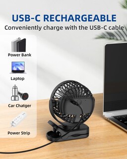 Foto 6 | Foto 6 | Ventilador Con Clip Asnug Portátil Mini Recargable Usb De 3 Velocidades - Venta Internacional.