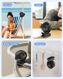 Foto 7 | Foto 7 | Ventilador Con Clip Asnug Portátil Mini Recargable Usb De 3 Velocidades - Venta Internacional.