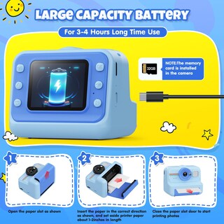 Foto 7 | Foto 7 | Cámara De Impresión Instantánea Himont Kids 1080p Hd Con Tarjeta De 32 Gb Azul - Venta Internacional.