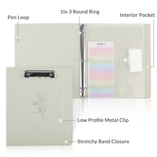 Foto 4 | Foto 4 | Binder Skydue 3 Anillos Con Portapapeles  Lino Beige De 1 Pulgada  +acc - Venta Internacional.