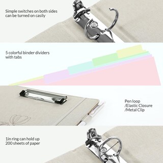 Foto 6 | Foto 6 | Binder Skydue 3 Anillos Con Portapapeles  Lino Beige De 1 Pulgada  +acc - Venta Internacional.