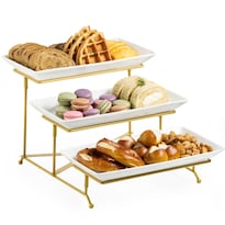 Soporte Para Servir De Porcelana Lauchuh De 3 Niveles Con Estante Plegable - Venta Internacional.