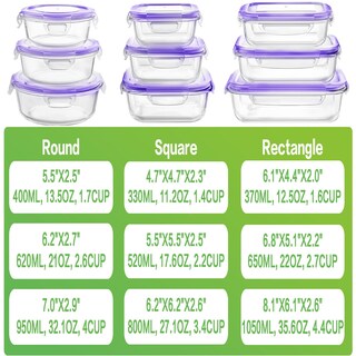 Foto 2 | Foto 2 | Recipientes De Vidrio Para Almacenar Alimentos Homberking De 18 Piezas Color Morado - Venta Internacional.