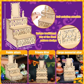 Foto 4 | Foto 4 | Altar Ofrenda Día De Los Muertos Motimind Calavera De Azúcar De Madera - Venta Internacional.