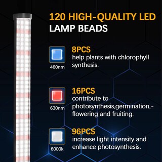 Foto 6 | Foto 6 | Luces Led De Pie Vertical Awlylnll T10 De Grow Lights 30 W 6000 K - Venta Internacional.