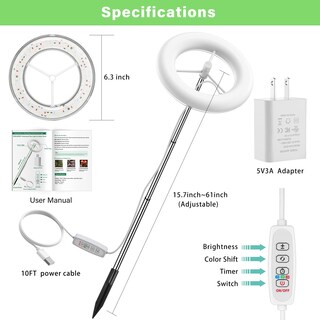 Foto 2 | Foto 2 | Luz Led De Cultivo Weeaeew De Espectro Completo Con Temporizador Para Plantas De Interior - Venta Internacional.