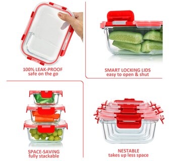 Foto 4 | Foto 4 | Juego De Recipientes De Vidrio Para Almacenamiento De Alimentos Komuee 24 Piezas Con Tapas - Venta Internacional.