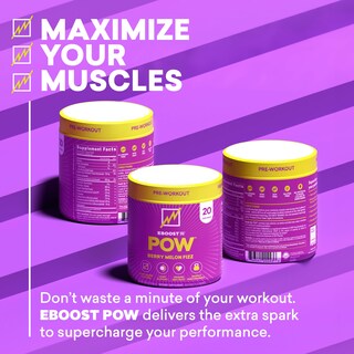 Foto 3 | Foto 3 | Polvo Para Antes Del Entrenamiento Eboost Pow Natural 20 Porciones De Melón Y Bayas - Venta Internacional.