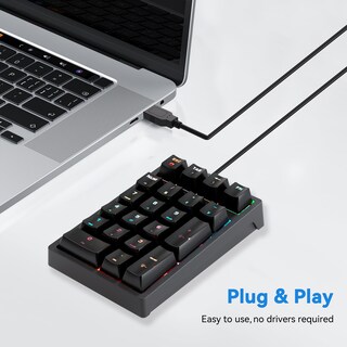 Foto 3 | Foto 3 | Teclado Numérico Jphtek Mecánico Con Cable Usb De 21 Teclas Con Led Azul - Venta Internacional.