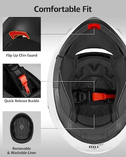 Foto 6 | Foto 6 | Casco De Moto Yema Ym-925 Modular Integral Dot White L - Venta Internacional.