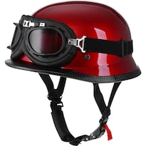 Casco De Moto Yesmotor Half Shell Alemán Rojo Y Negro - Venta Internacional.