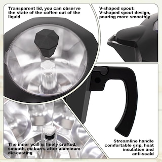 Foto 7 | Foto 7 | Cafetera Eléctrica Moka Pot Valvpant Para 5-6 Tazas Y 270 Ml - Venta Internacional.
