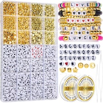 Kit Para Hacer Pulseras Leobro  Cuentas Con Letras Y Cuentas Doradas  1534 Unidades - Venta Internacional.