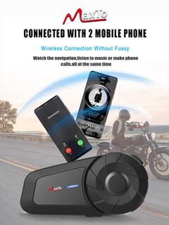 Foto 4 | Foto 4 | Auriculares Bluetooth Para Moto Maxto Mx1 2-riders 800 M Ipx6 - Venta Internacional.