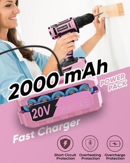 Foto 4 | Foto 4 | Juego De Taladros Inalámbricos Viwko 20 V Energía Eléctrica 42 Piezas Color Rosa - Venta Internacional.
