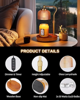 Foto 2 | Foto 2 | Lámpara Eléctrica Para Calentar Velas Kadrama Con Temporizador Y Regulador De Intensidad Color Ámbar - Venta Internacional.