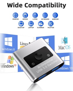 Foto 7 | Foto 7 | Conmutador Usb 3.0 Jancane Bidireccional 2 Entradas 1 Salida/1 Entrada 2 Salidas - Venta Internacional.