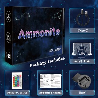 Foto 7 | Foto 7 | Lámpara 3d Con Forma De Amonita Para Hockey Sobre Hielo 16 Colores Con Mando A Distancia - Venta Internacional.