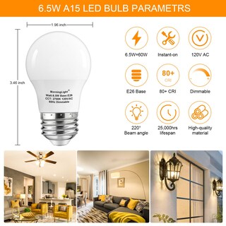 Foto 2 | Foto 2 | Bombillas Led Morninglight A15 6 5 W 2700 K E26 600 Lúmenes Paquete De 4 - Venta Internacional.
