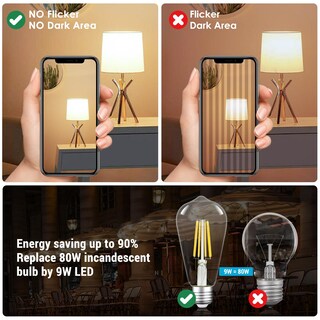 Foto 6 | Foto 6 | Bombillas Led Edison Qingmiao Regulables De 9 W (equivalente A 80 W) 1100 Lm 3000 K - Venta Internacional.