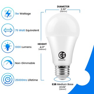 Foto 2 | Foto 2 | Bombillas Led Edisonpar A19 9 W 1000 Lm 4000 K E26 Paquete De 8 - Venta Internacional.