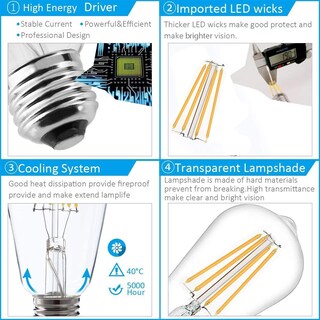 Foto 4 | Foto 4 | Bombilla Led Beonllay 12 V E26 6 W 3000 K Equivalente A 60 W Paquete De 4 - Venta Internacional.