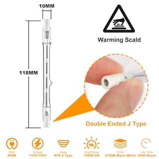 Foto 2 | Foto 2 | Bombillas Halógenas Jaenmsa R7s 300 W 120 V Blanco Cálido 2700 K - Venta Internacional.