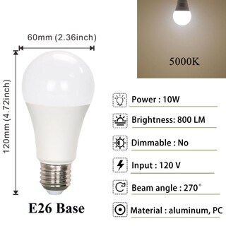 Foto 2 | Foto 2 | Bombillas Led Ledbefine A19 10 W 800 Lm 5000 K E26 Paquete De 6 - Venta Internacional.