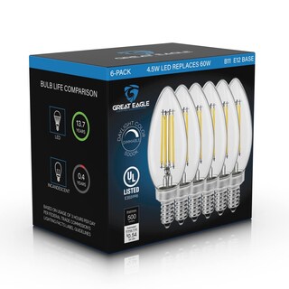 Foto 3 | Foto 3 | Bombillas Led Great Eagle Candelabra B11 4 5 W 5000 K (paquete De 6) - Venta Internacional.