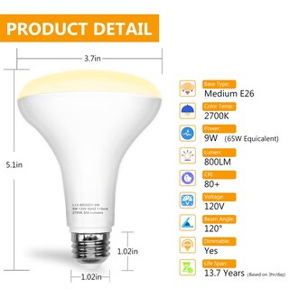 Foto 3 | Foto 3 | Bombillas Led Daybetter Br30 9 W 800 Lm 2700 K Regulables Paquete De 6 - Venta Internacional.