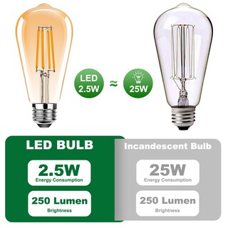 Foto 5 | Foto 5 | Bombilla Led Procrus St19 Vintage De 2 5 W E26 2500 K Blanco Cálido Paquete De 6 - Venta Internacional.