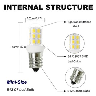 Foto 3 | Foto 3 | Bombillas Led Xrzt C7 E12 Tipo Candelabro 2 W 6000 K Luz Blanca Paquete De 8 - Venta Internacional.