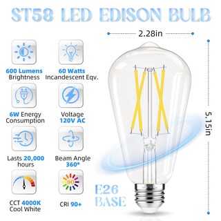 Foto 2 | Foto 2 | Bombilla Led Gvvoohome E26 6 W 4000 K 600 Lm Paquete De 12 Unidades No Regulable - Venta Internacional.