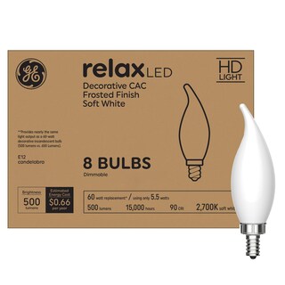 Foto 1 | Foto 1 | Bombillas Led Ge Relax 60 W 500 Lm Vela Blanca Suave Paquete De 8 - Venta Internacional.