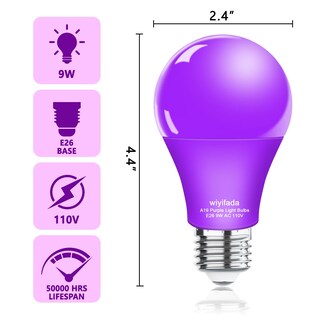 Foto 5 | Foto 5 | Bombilla Led Wiyifada A19 Color Morado 9 W (paquete De 4) E26 Regulable - Venta Internacional.