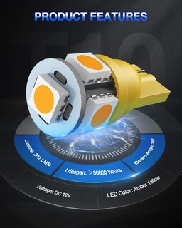 Foto 4 | Foto 4 | Bombilla Led Marsauto 194 Ámbar Amarillo 168 T10 2825 5smd (x10) - Venta Internacional.
