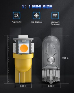Foto 7 | Foto 7 | Bombilla Led Marsauto 194 Ámbar Amarillo 168 T10 2825 5smd (x10) - Venta Internacional.