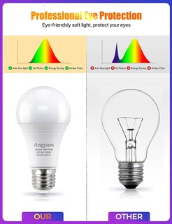 Foto 5 | Foto 5 | Bombillas Para Dormir Angues Ámbar Regulables A19 E26 9 W Paquete De 2 - Venta Internacional.