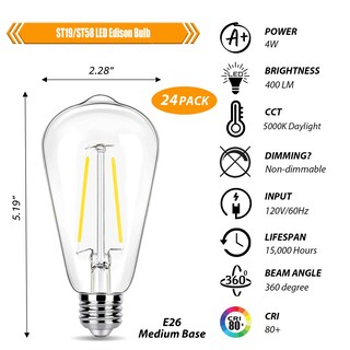 Foto 2 | Foto 2 | Paquete De 24 Bombillas Led Winsaled Edison 4 W 5000 K 400 Lm E26 - Venta Internacional.