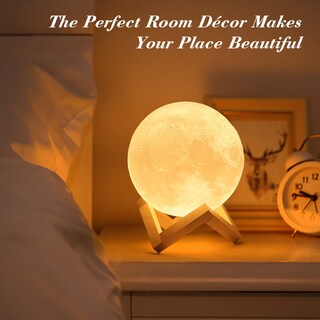 Foto 4 | Foto 4 | Lámpara Lunar Mydethun 3d Con Base De Madera De 12 Cm Luz Nocturna Led - Venta Internacional.