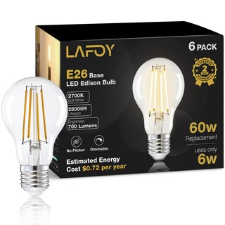 Foto 1 | Foto 1 | Bombilla Led Lafoy Vintage E26 6 W 700 Lm 2700 K Regulable Paquete De 6 - Venta Internacional.