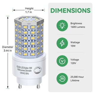 Foto 2 | Foto 2 | Bombilla Led Bmxkpo Gu24 Regulable 10 W 4000 K 1600 Lm Paquete De 4 - Venta Internacional.