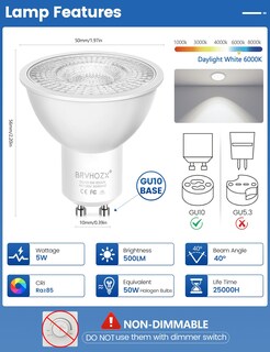 Foto 2 | Foto 2 | Bombillas Led Brvhozx Gu10 De 5 W 500 Lm 6000 K No Regulables - Venta Internacional.