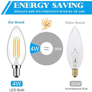 Foto 3 | Foto 3 | Bombilla Led Notoc Candelabra Vintage De 4 W (equivalente A 40 W) E12 450 Lm - Venta Internacional.