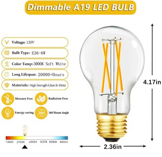 Foto 2 | Foto 2 | Bombilla Led Homosum A19 Vintage 6 W 3000 K 600 Lm 90 Cri Paquete De 6 - Venta Internacional.