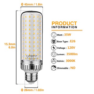 Foto 2 | Foto 2 | Bombilla Led Gezee De 35 W Base E26 3500 Lúmenes 3000 K (paquete De 3) - Venta Internacional.