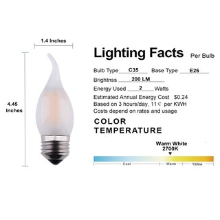 Foto 3 | Foto 3 | Bombilla Led Para Candelabro Opalray C35 De 2 W (25 W Incandescente) 2700 K - Venta Internacional.